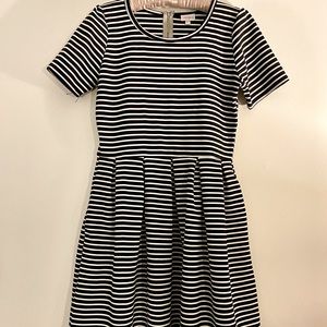 LuLaRoe Amelia black and white stripped dress.